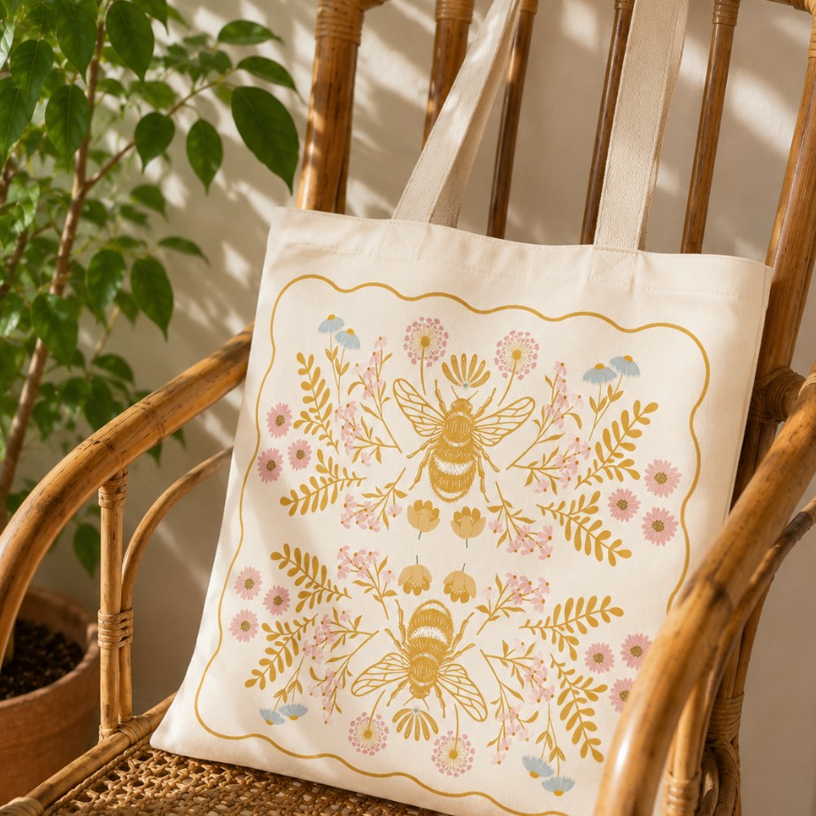 Basic tote bag with printed design