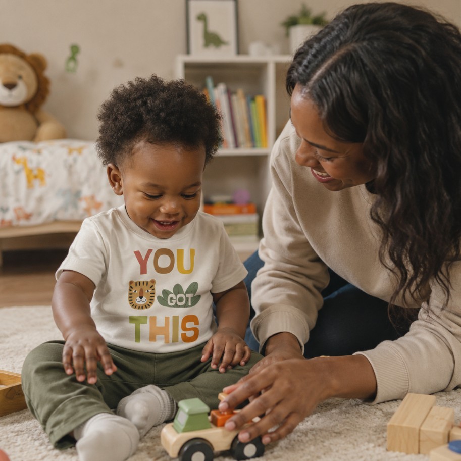 Toddler wearing printed t-shirt
