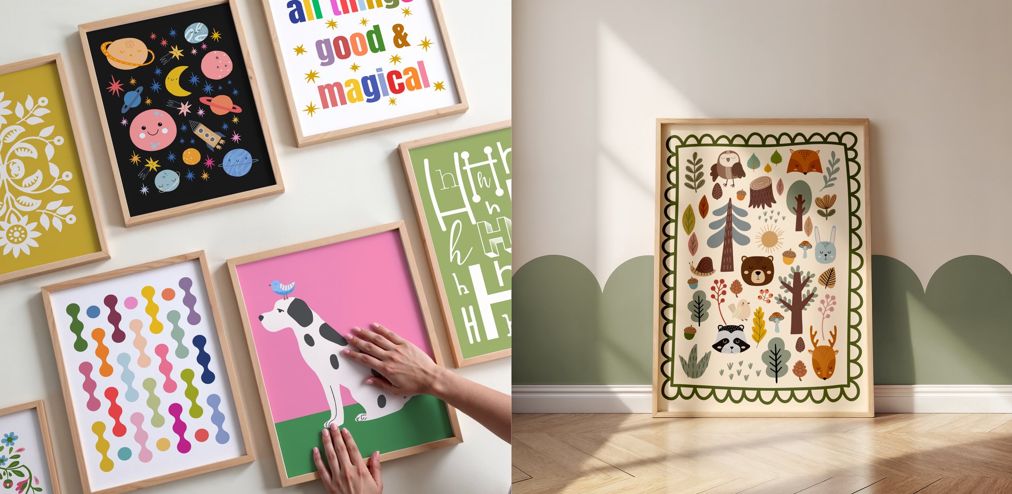 Customizable children's artwork styled in a nursery