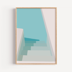 framed art print of steps to a pool mockup image